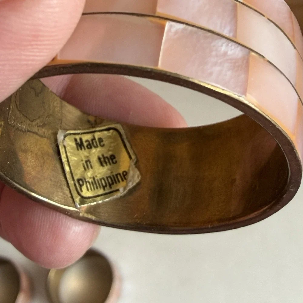 Brass And Pink Shell Napkin Rings Coastal Set Of 5‎ Luncheon Tablescape